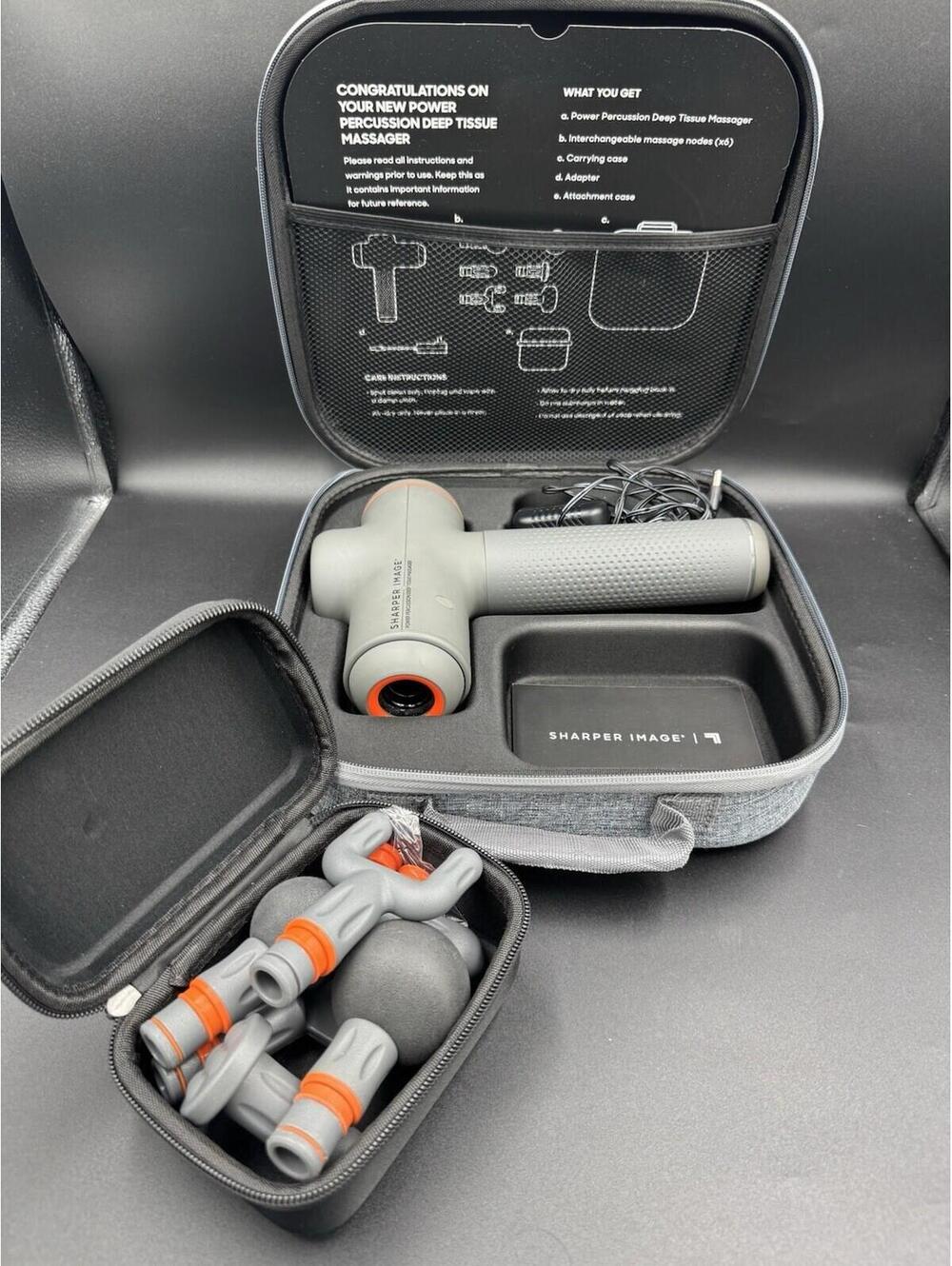 Sharper Image Power Percussion Massager 6 Attachments & Case For Parts Only Fix